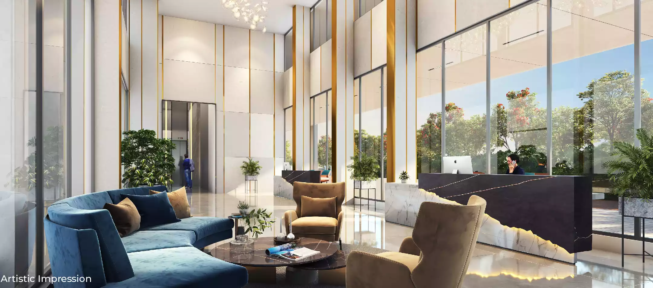 37 GRANDSTAND grand double-height arrival lobby & reception, Baner